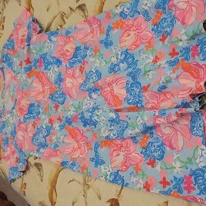 Lilly Pulitzer Floral Print Dress with Pink and Blue Accents